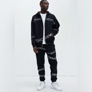 ⛓️ Fashion Nova - Tyson Barbed Wire Oversized Zip Hoodie & Heavy Joggers ⛓️